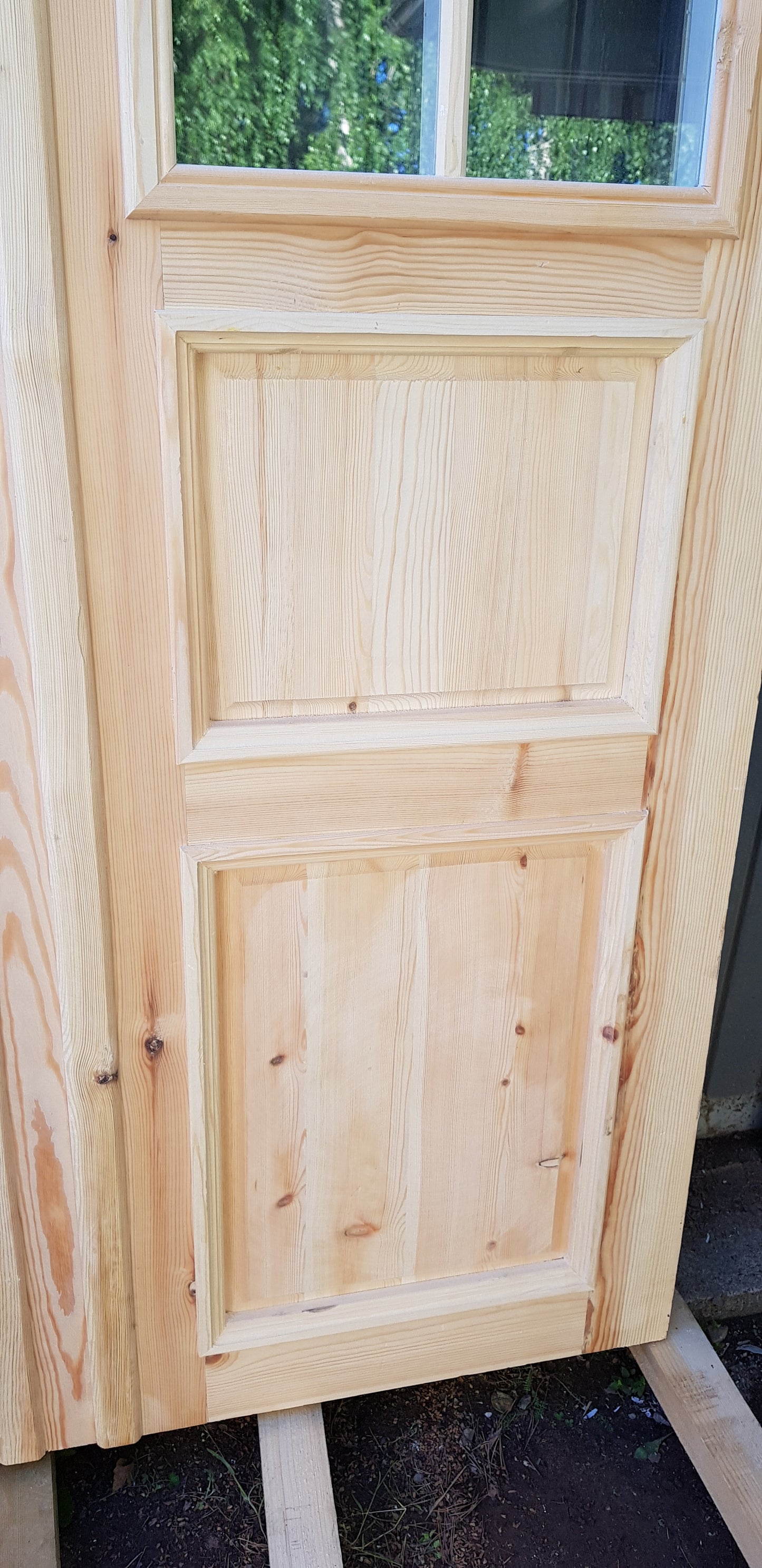 Art 33S Ny pardörr i gammal stil med dubbelt glas inklusive karm B130 cm H210 cm pris: 17000 kr