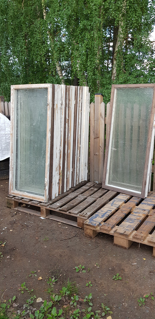 ARTIKELNUMMER 20 10st kopplade fönster utan karm. (20 st enkla bågar.) b60. h136 d 3.5 3 500 kr per båge eller 600 kr kopplade 