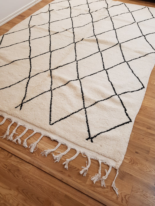ARTIKELNUMMER 419 &nbsp;Helt ny handknuten&nbsp;Beni ourain ull Matta&nbsp;