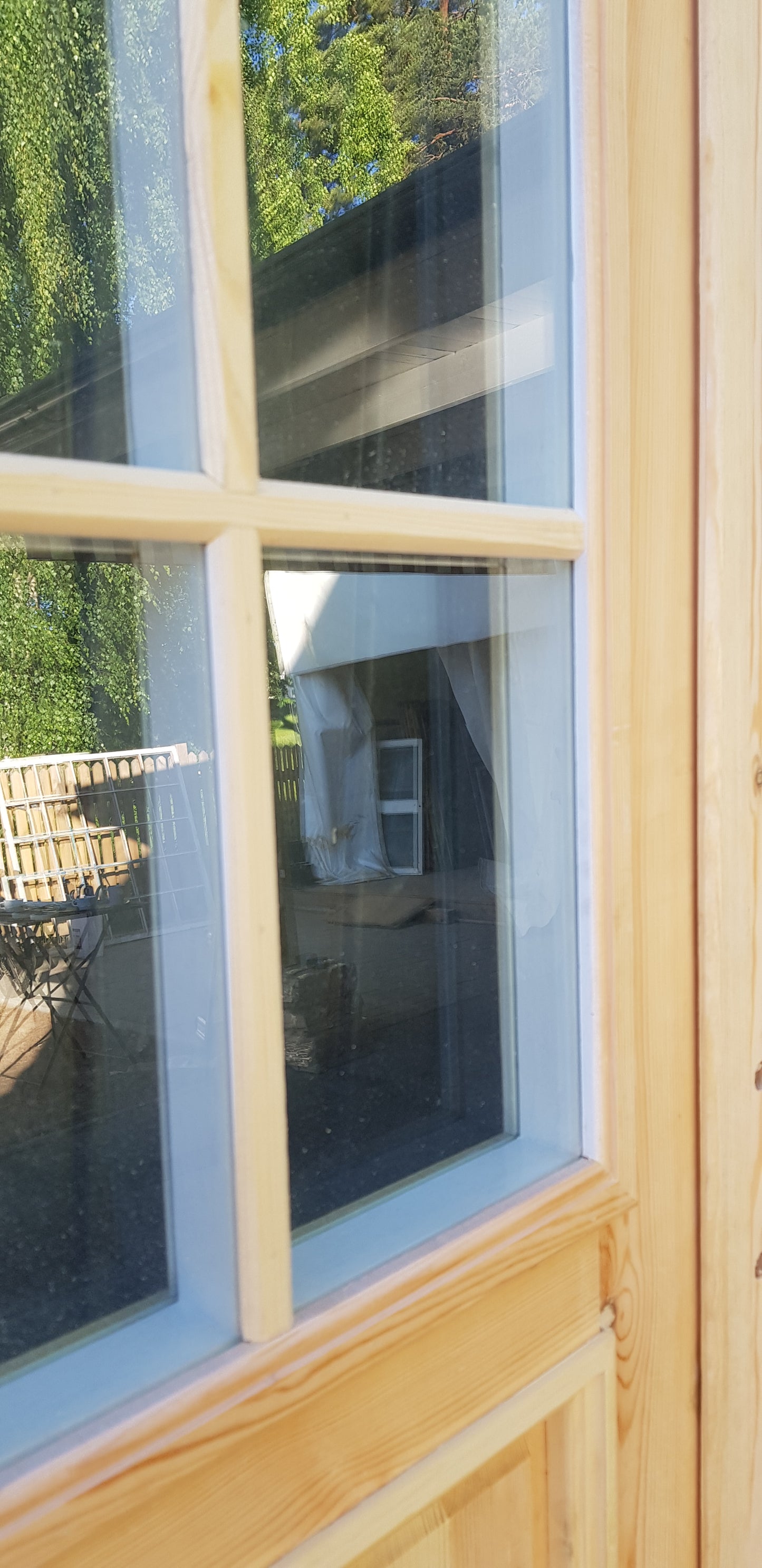 Art 33S  Ny pardörr i gammal stil med dubbelt glas inklusive karm B130 cm H210 cm pris: 17000 kr